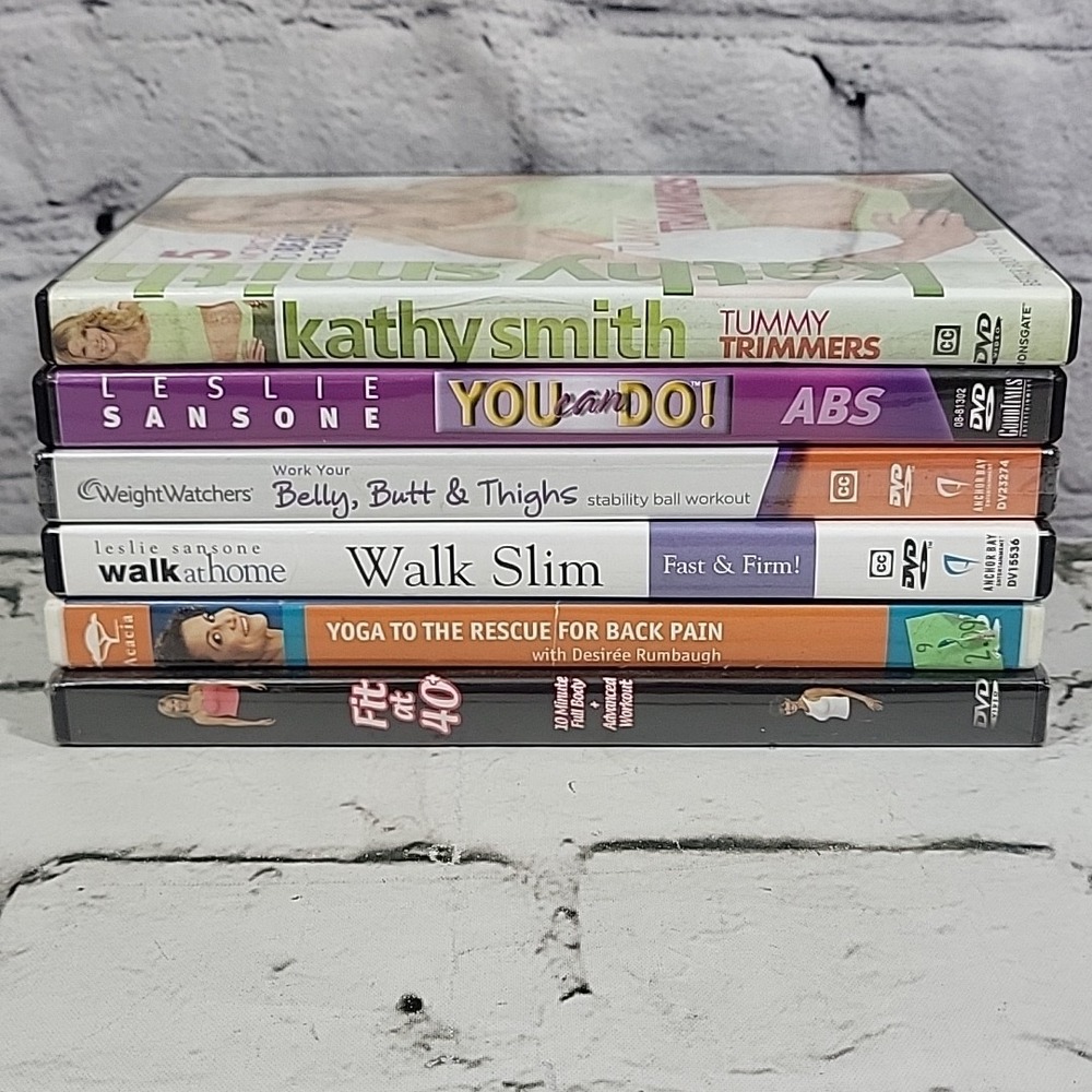 Exercise‎ Weight-Loss Workout DVDs Lot Of 6 Fit At 40 You Can Do It Walk Slim